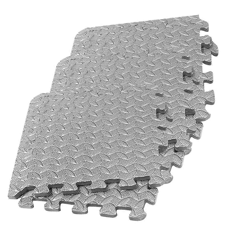 Leaf Grain Floor Mat Eva Thicken Mats for Gym 36Pcs Grey Cushion Pads