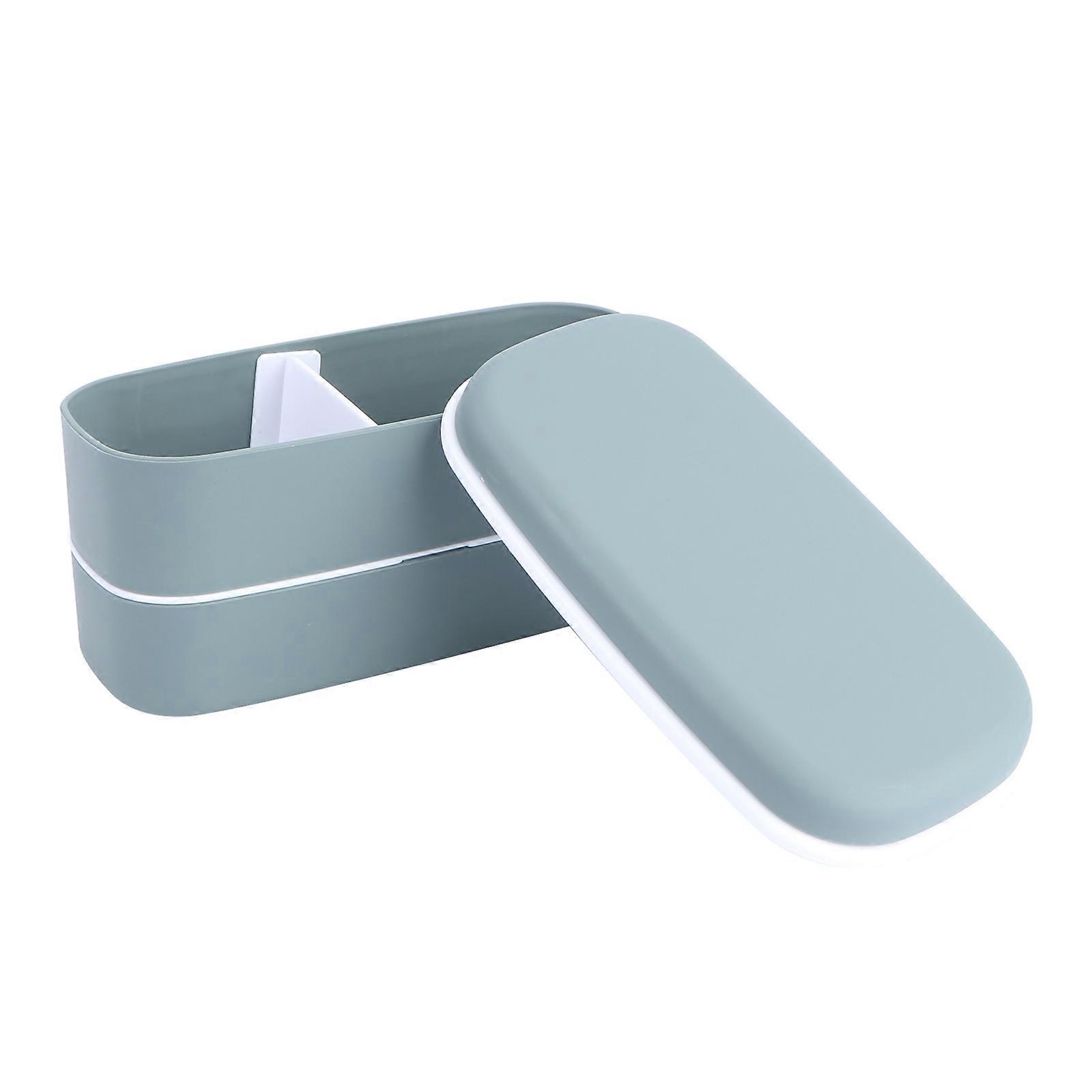 Bento Lunch Box Plastic Double Layer Meal Container For School Office Use .5x8.5x7.8cm Heat Resistant 1Set