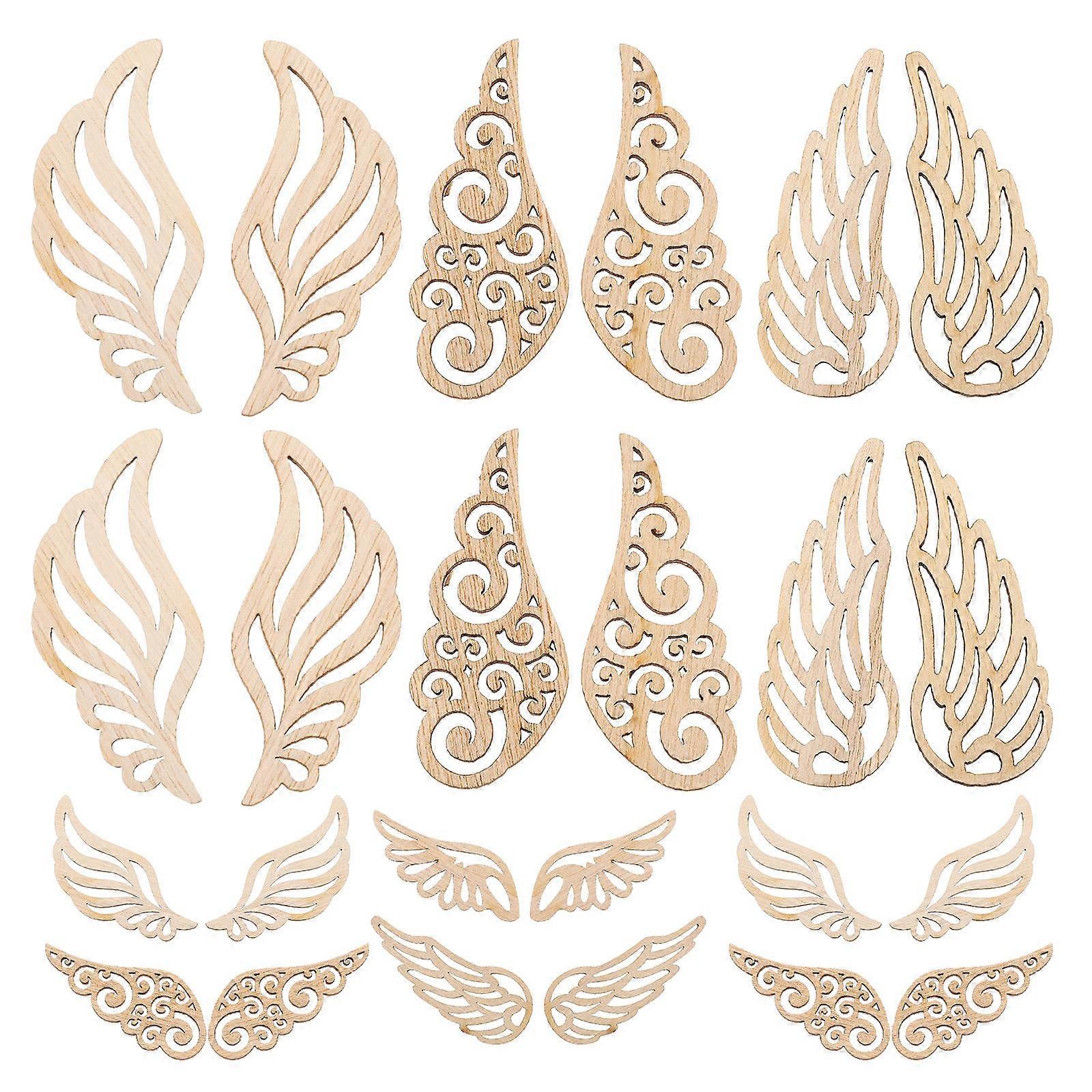 Unfinished Wood Wings Cutouts for Decor 80Pcs Wood Wings Slices Set