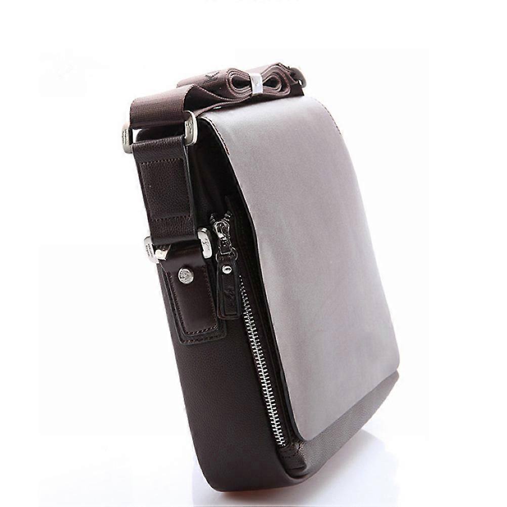 Brown Men PU Messenger Bag Vertical Shoulder Bag for Essentials