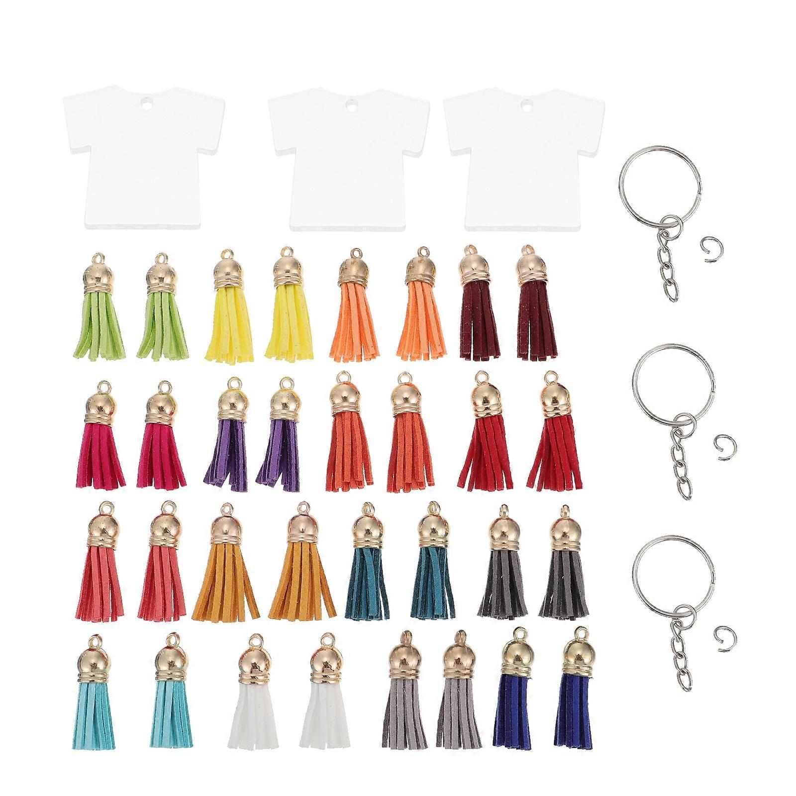 Keychain Accessories Acrylic Key Ring for Heat Transfer DIY 60Pcs Set