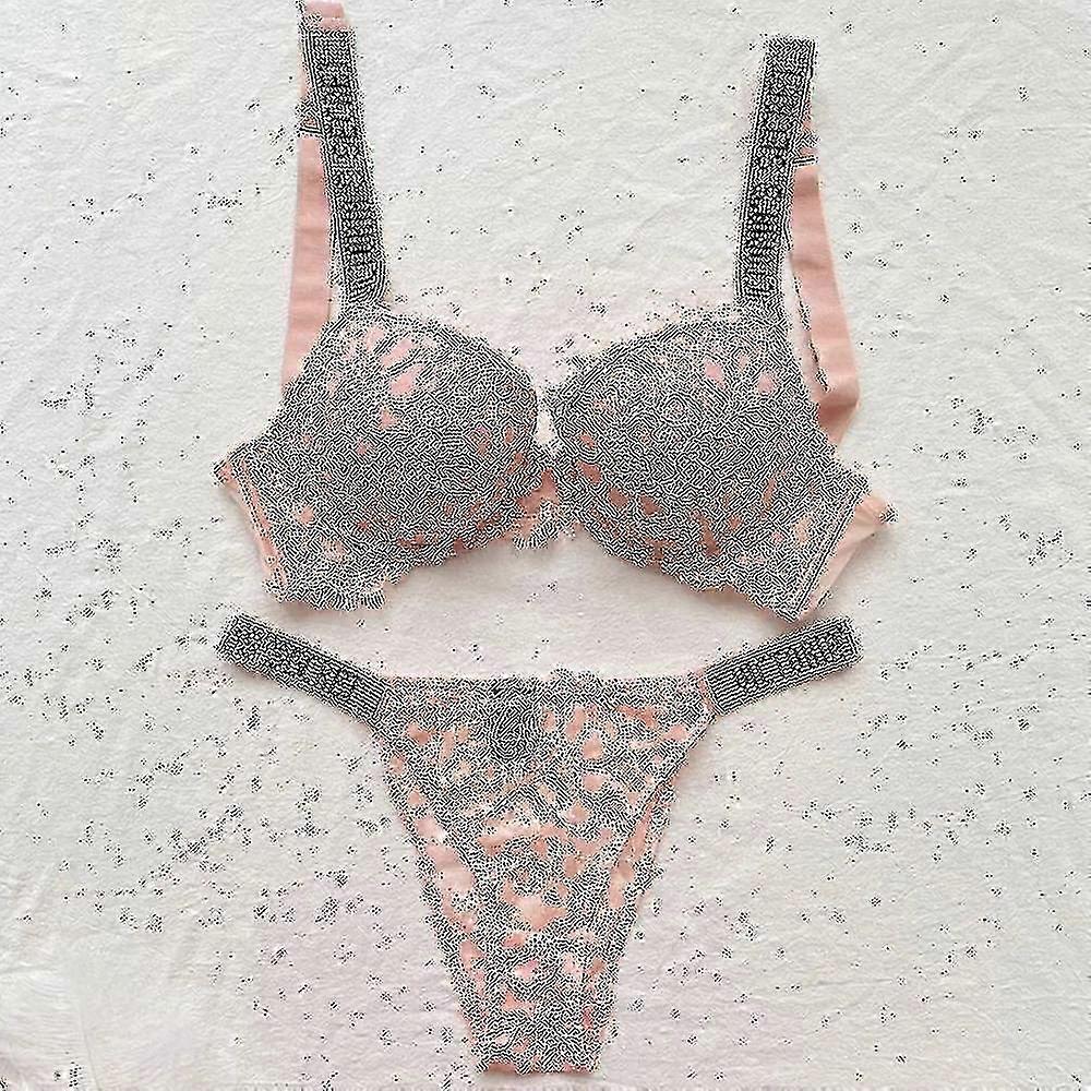 2025 Underkläder Komfort Kvinnor Set Tryck upp BH Victorias Underkläder Set Kvinna 2 stycken underkläder