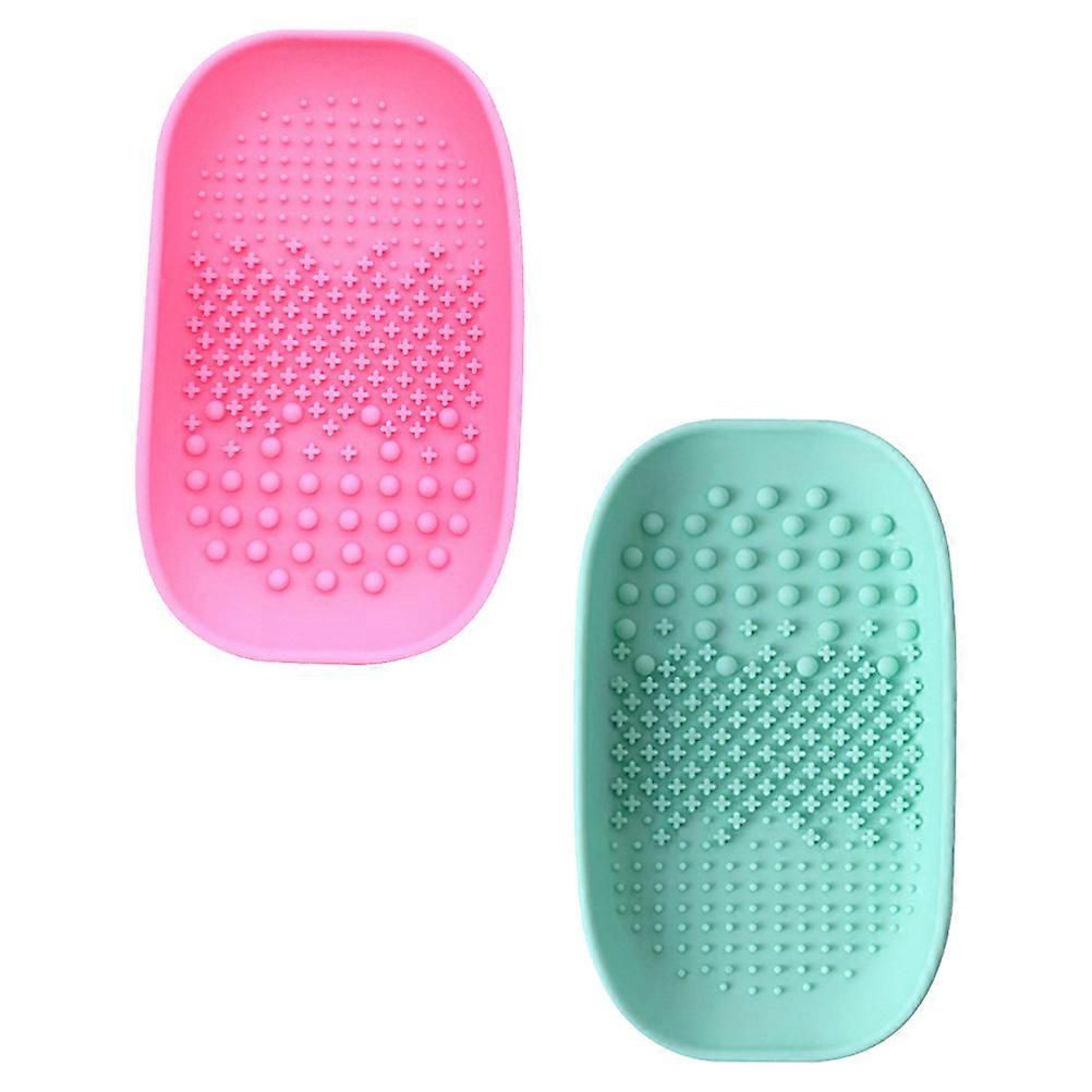 Silicone Makeup Brush Cleaner Pad for Durable Cleaning 2Pcs Assorted Color