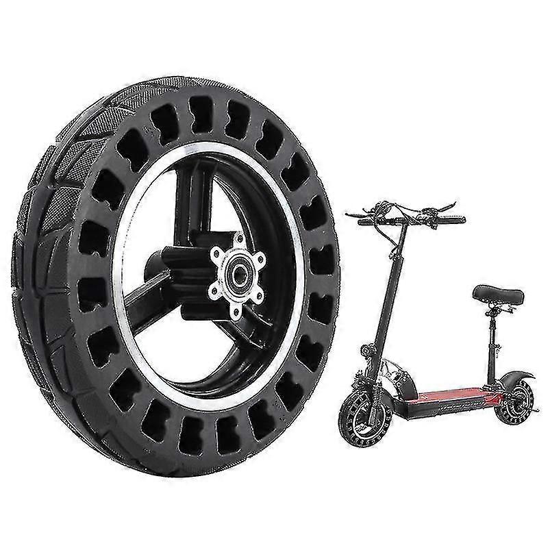 צמיג קדמי מוצק עבור קטנוע Kugoo M4 10x2.125 אינץ 'גומי זעזוע E-קטנוע רכזת גלגל קדמי שחור