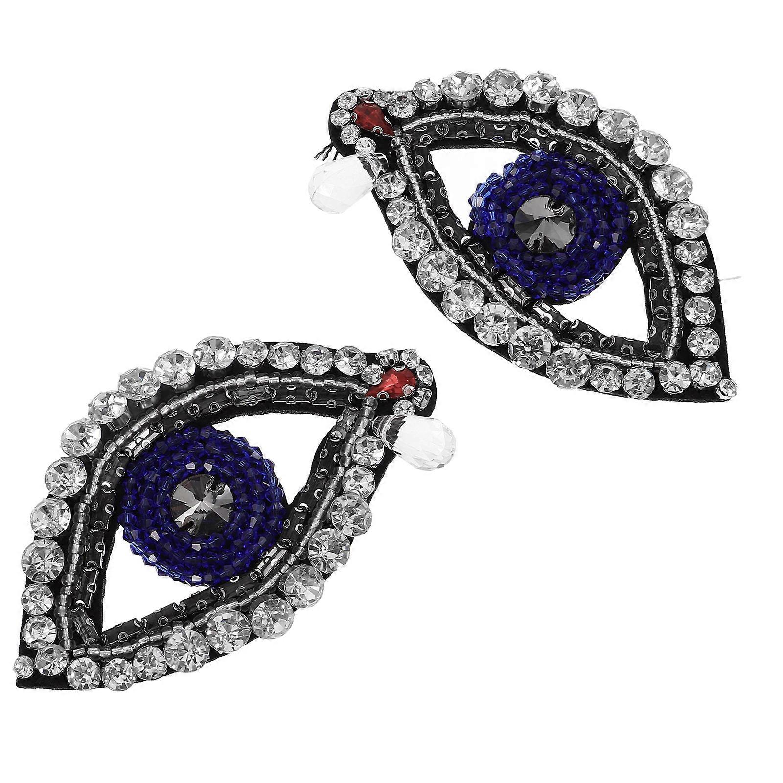 Rhinestone Coat Patch 8 Pcs Eye Shaped Applique Suitable For Bags And Clothes Assorted Color Featuring Durable Stitch Design