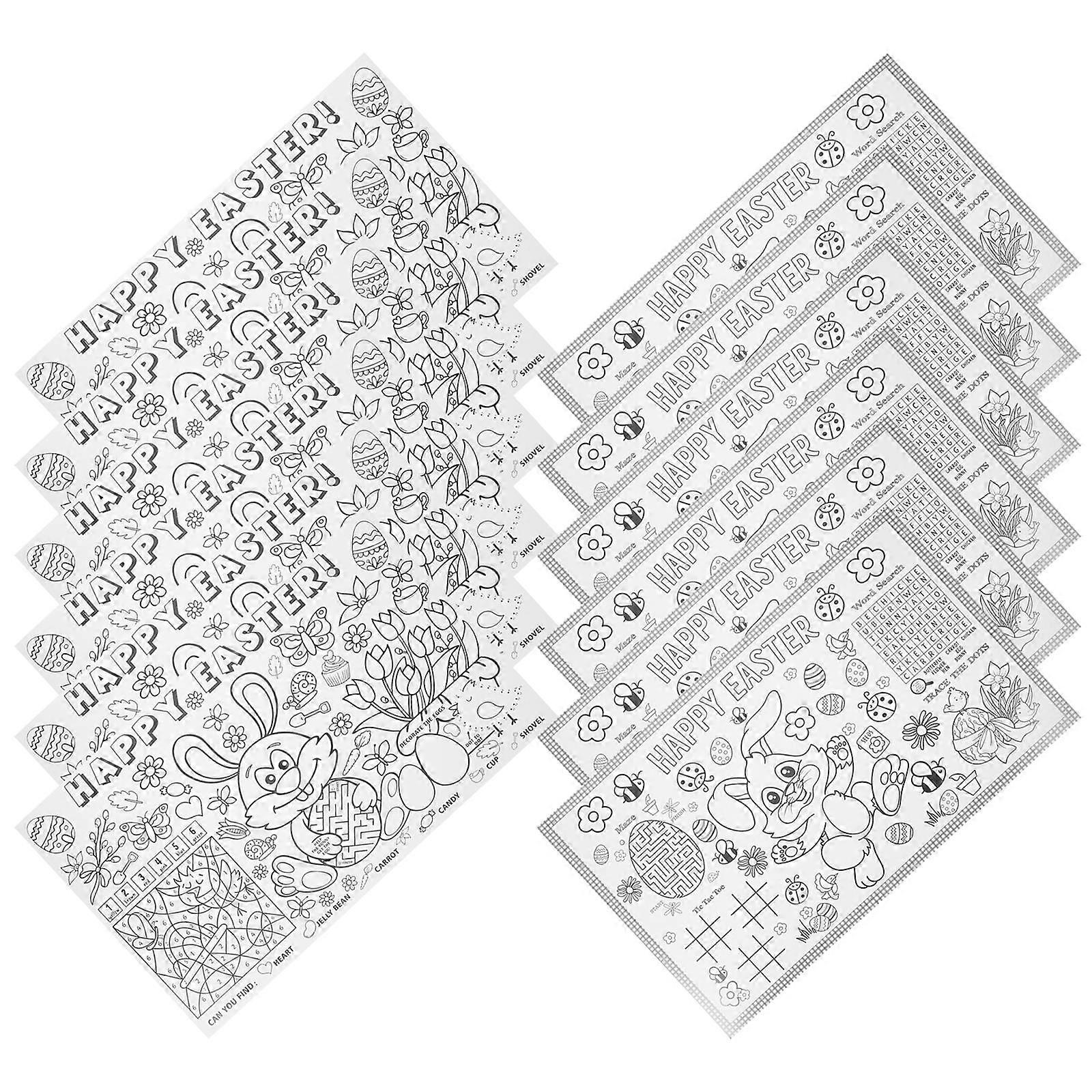 Paper Easter Coloring Placemats for Kids 12Pcs DIY Decorative Set