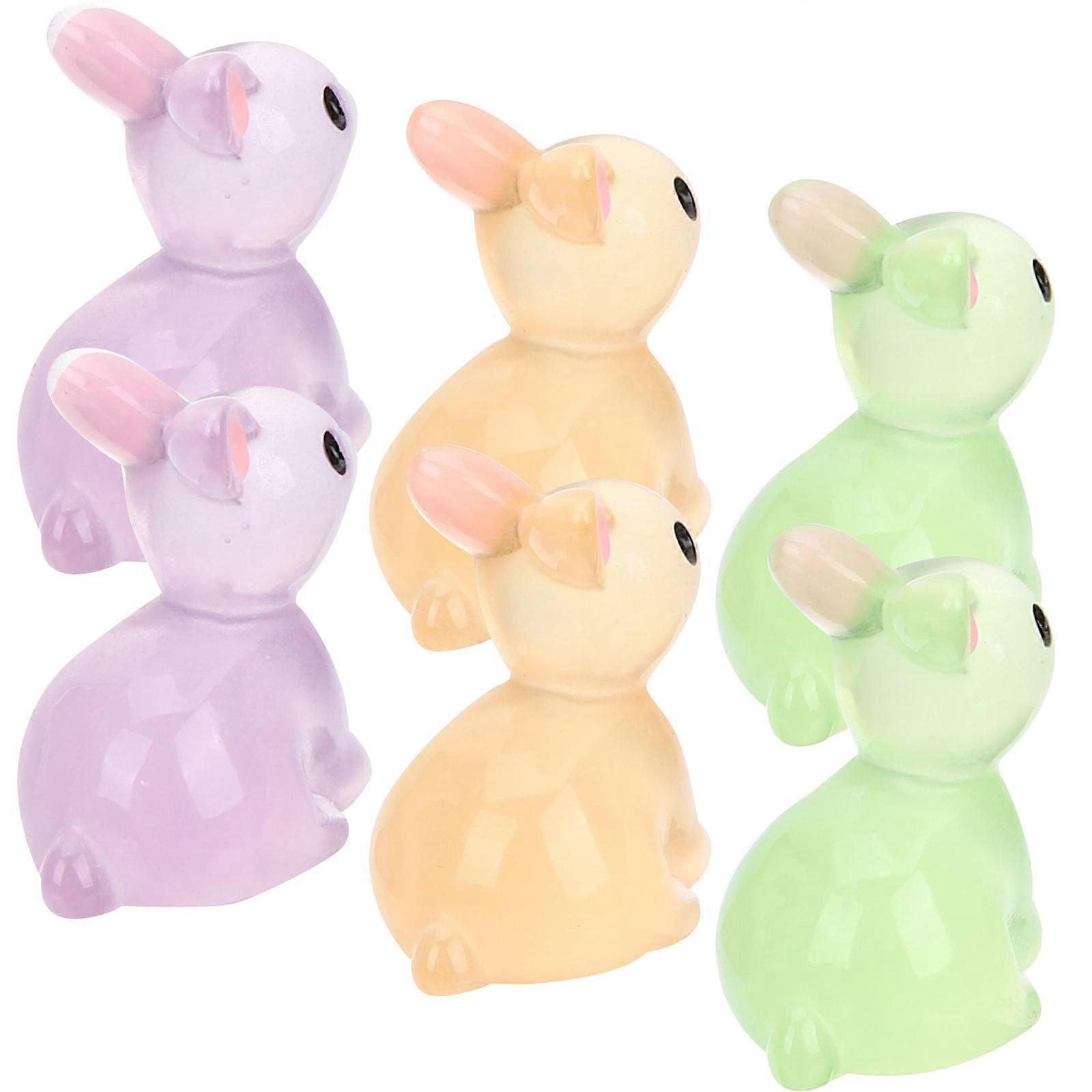 Miniature Rabbit Statues Glow in The Dark for Decoration 90Pcs Collection