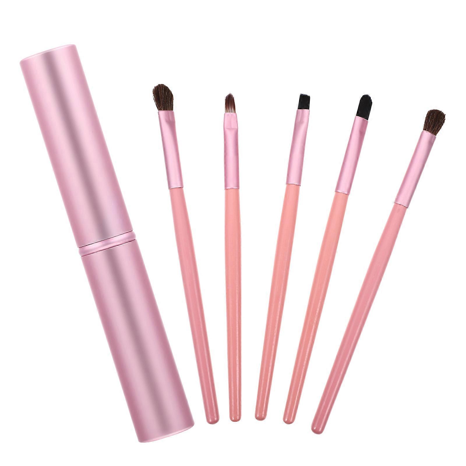 Professional Pink Eyeshadow Brush Set for Makeup Use Containing 5Pcs Brushes