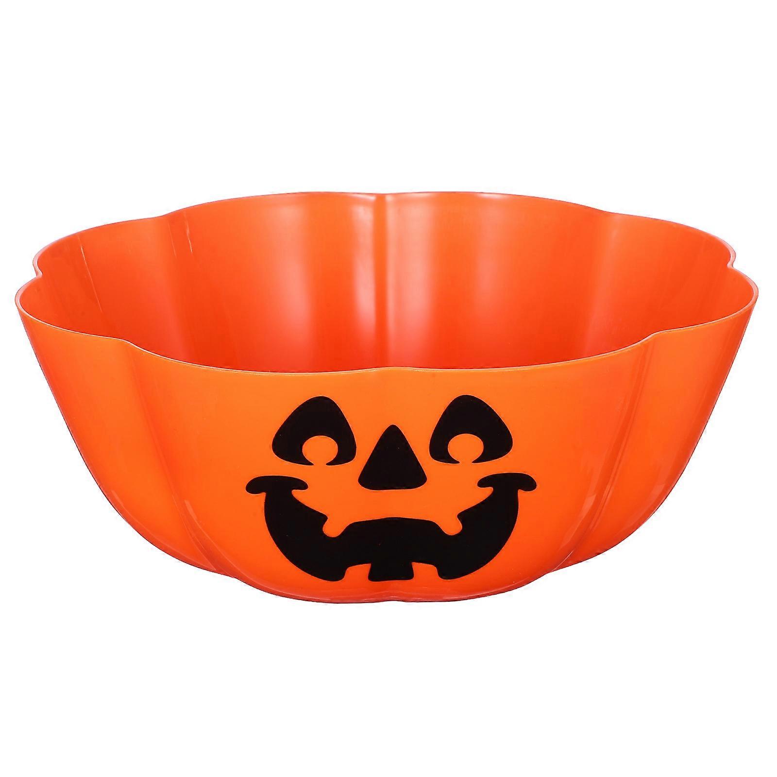 Pumpkin Lantern Pattern Dish 1Pcs Orange PP Halloween Bowl Multi-Use for Decoration