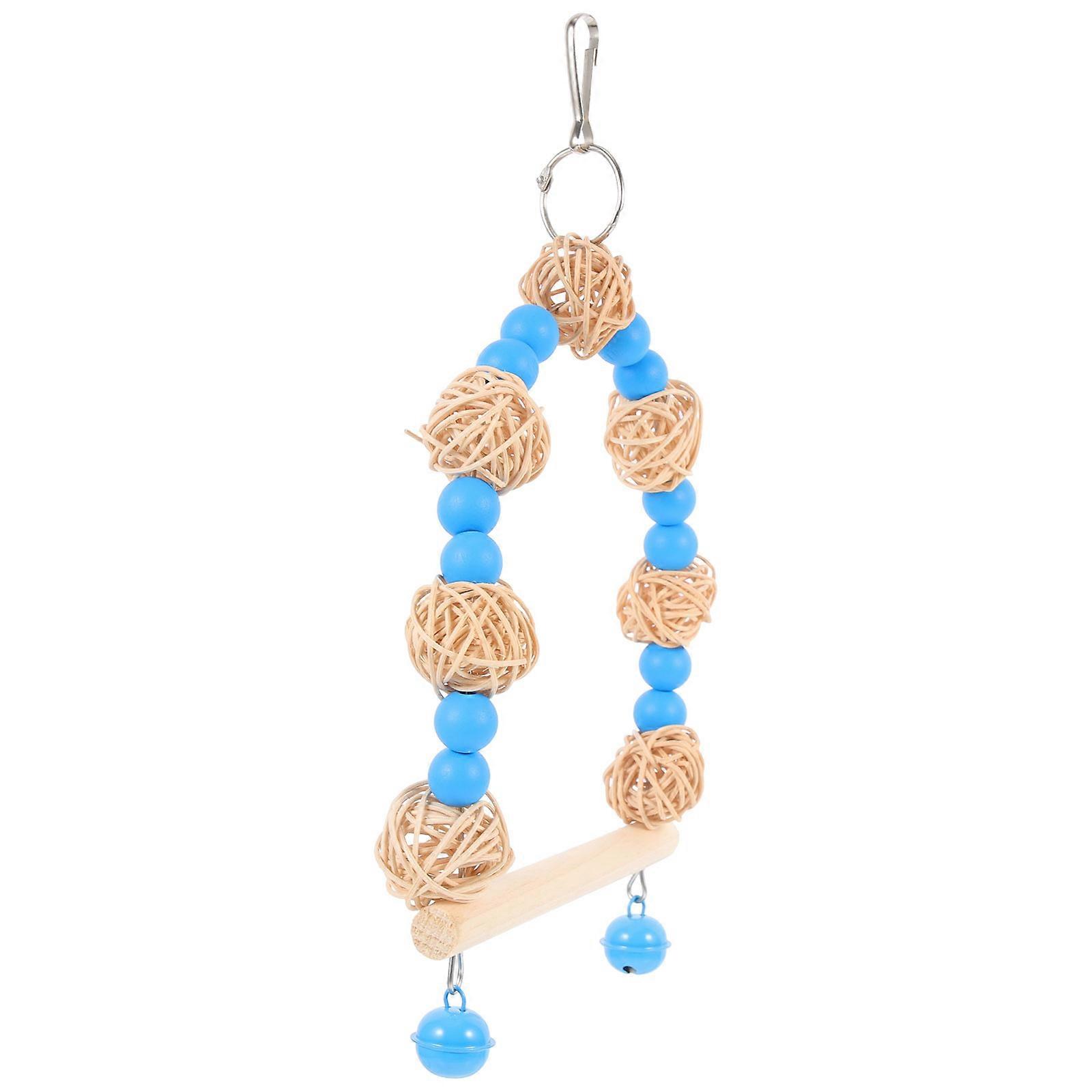 Bird Cage Accessory Parakeet Stand Swing Toy for Pets 2Pcs Blue