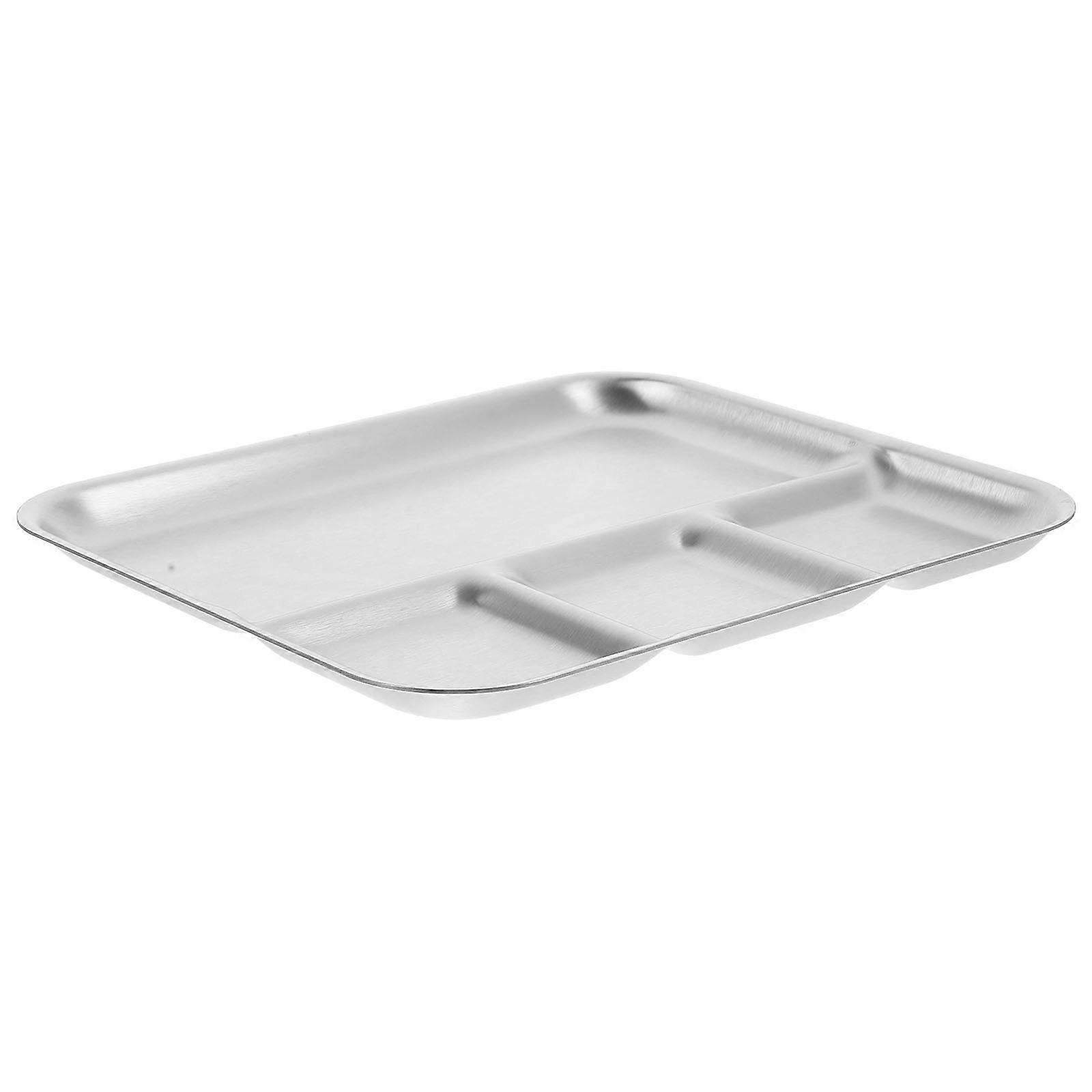 Divided Plates Stainless Steel Compartment Tray for Storage Use 2Pcs
