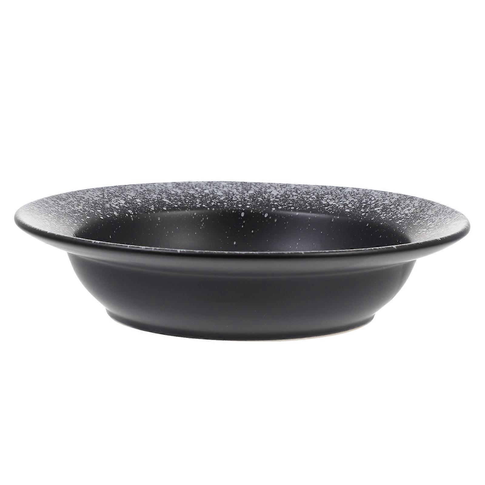 Home Ceramic Plate for Soup Storage 3Pcs Black Kitchen Tableware Set