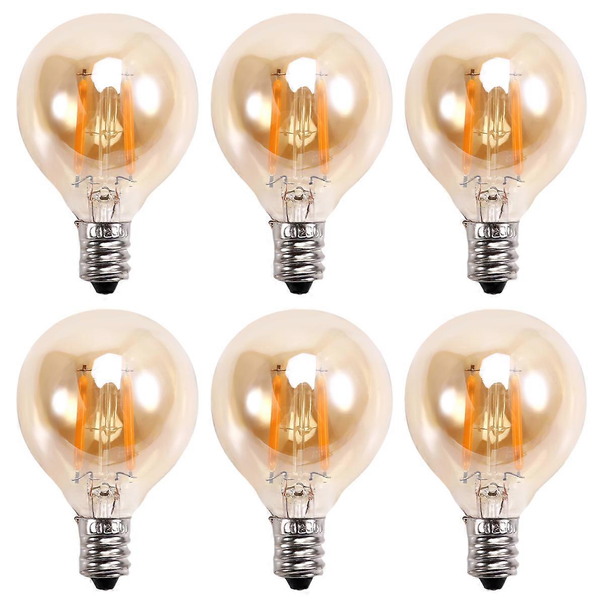 6Pcs 1.5W LED G40 Replacement Bulb 220V Retro Globe Gold Dimmable Bulb for Indoor/Outdoor String Lights E12 Base