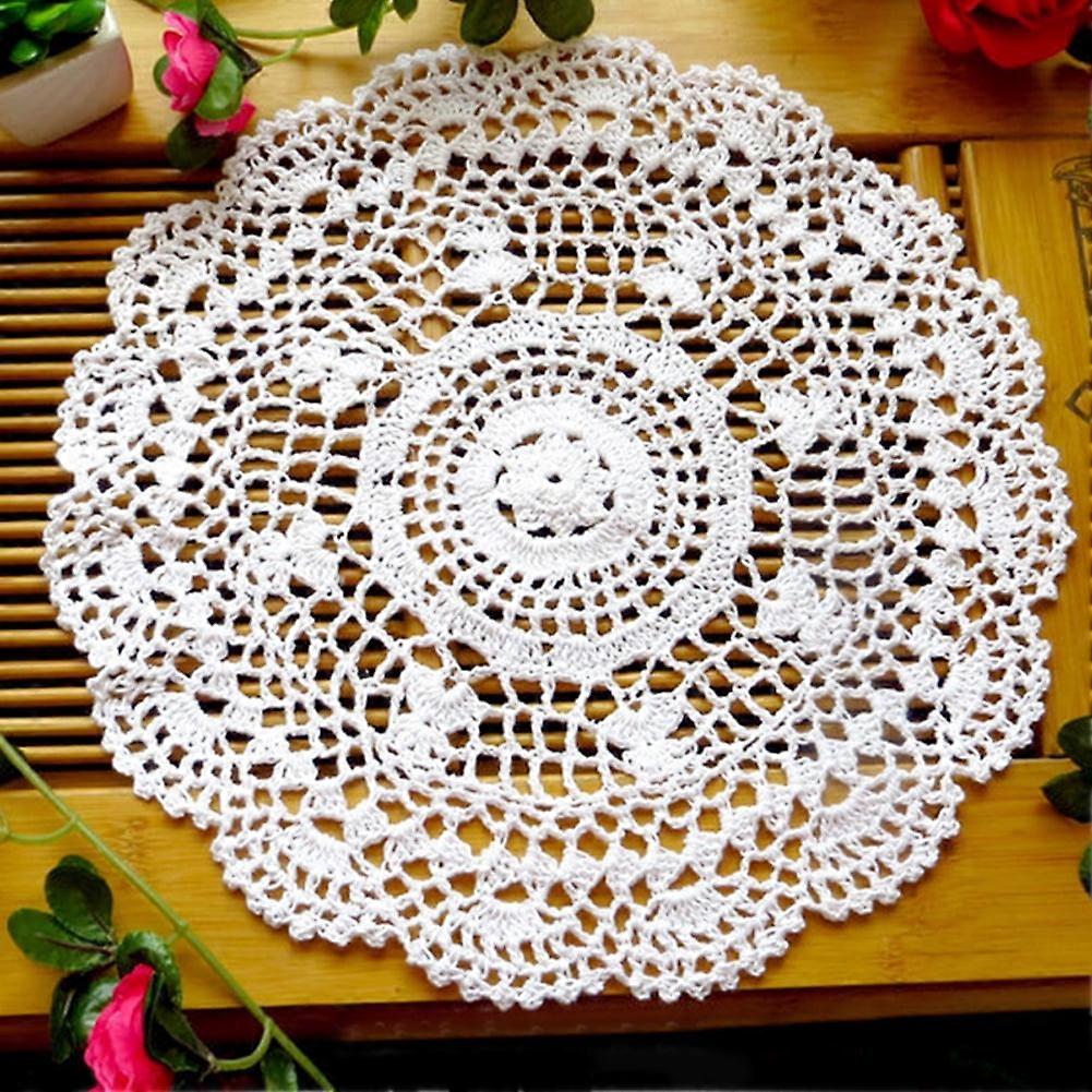Cheers.US Table Placemats Crochet Doilies Round Coasters Cotton Lace Doilies for Tables Sofa Cover, Waterlily Pattern, Round Shape
