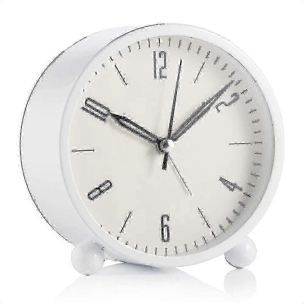 Round Silent Alarm Clock Battery Powered with Light Function & Super