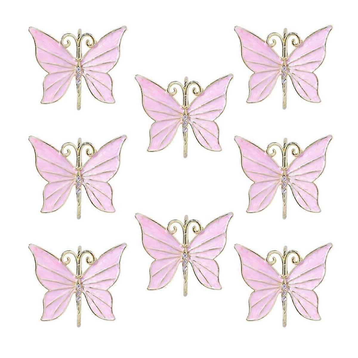 8PCS Flower Butterfly Napkin Ring Holder for Easter Wedding ,A