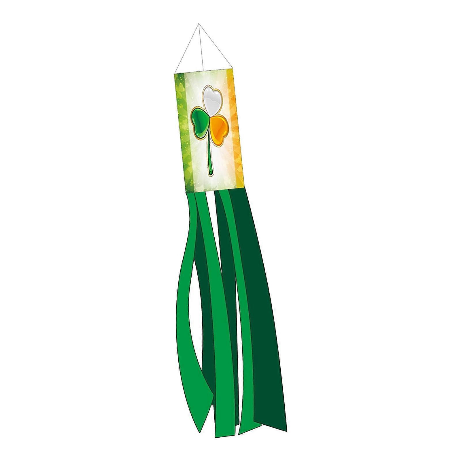 St Patrick's Day Windsock Decor - Polyester Shamrock Pattern for Garden, Home, Office | Compatible with ZKCCNUK