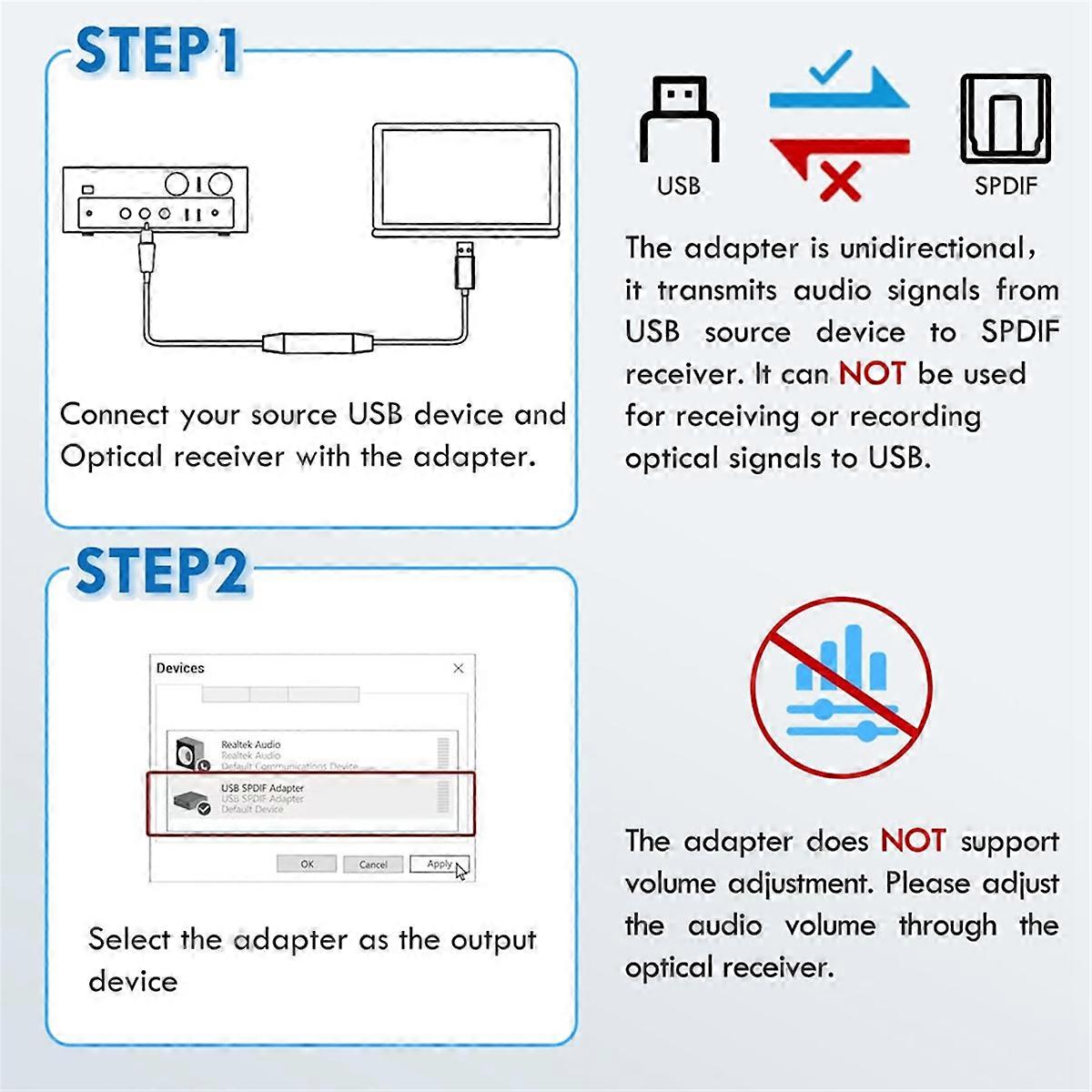 USB to Optical Audio Adapter, USB A to SPDIF Sound Card Optical Output for for for Laptop Computer