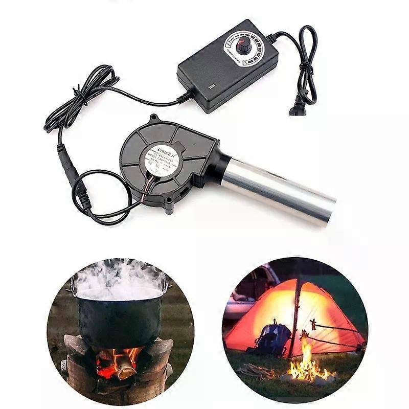 7cm 7530 12V Small Blower with Power Variable Controller for Outdoor BBQ Fan M4YD