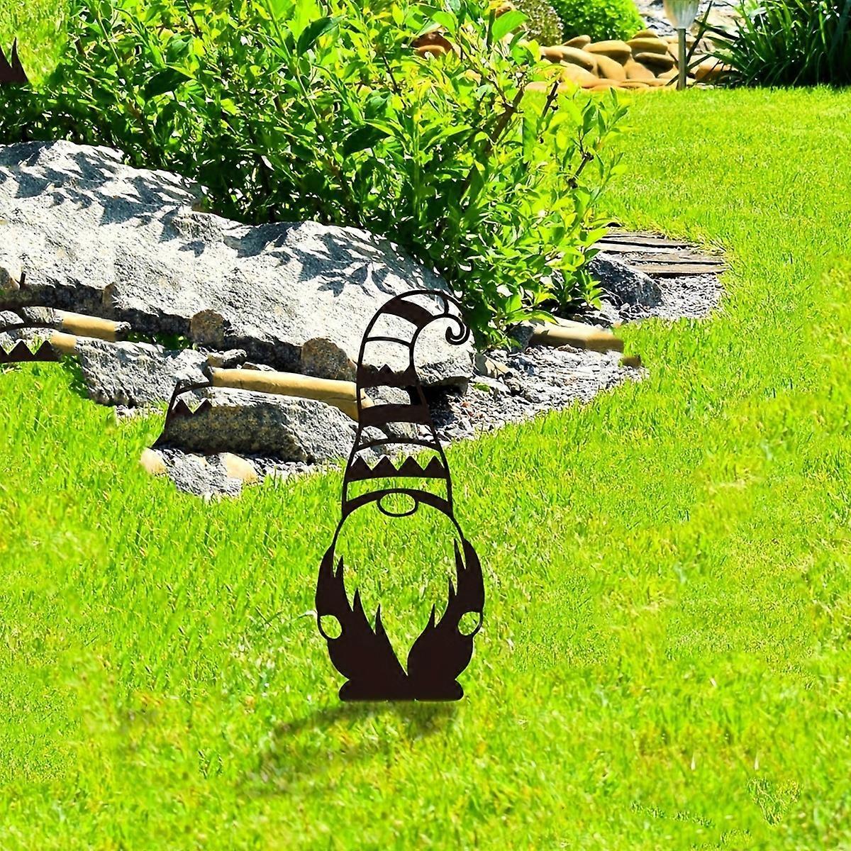 1PC Decorative Dwarf Metal Garden Stake Ornament Sculpture for Lawn Yard Patio