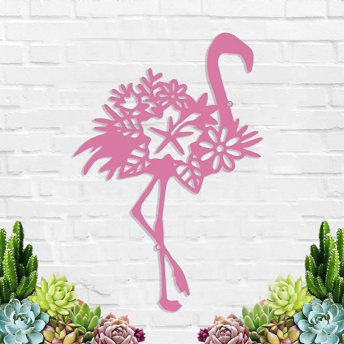 1PC Pink Flamingo Hanging Metal Wall Décor for Home Interiors