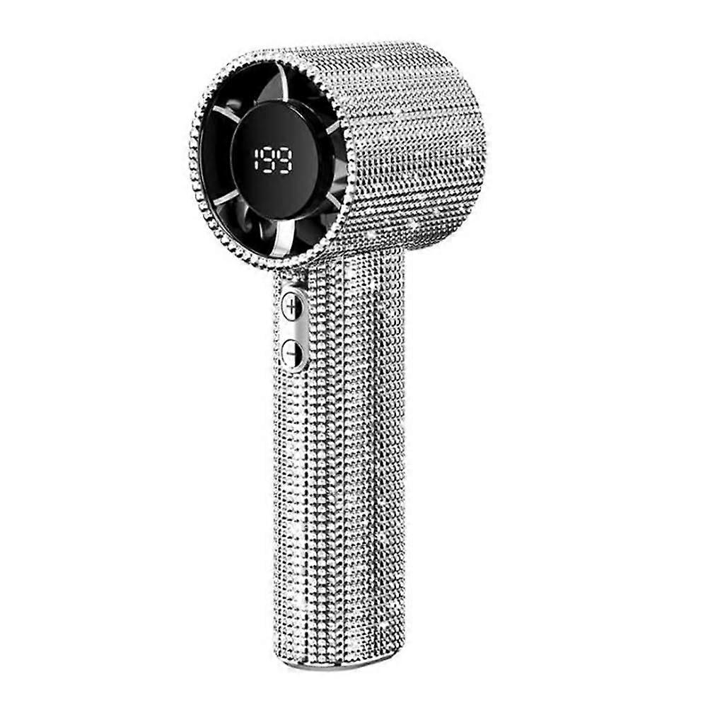 Portable Handheld Turbo Fan With Full Handheld Turbo Silver Diamond Finish