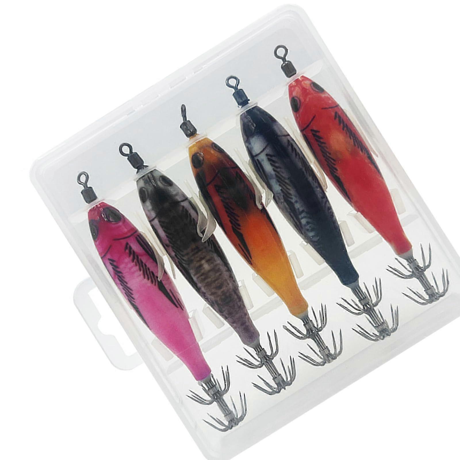Fishing Lures 8cm 5.6g Glow Jigs For Shrimp And Squid Artificial Hard Baits Cuttlefish Hooks