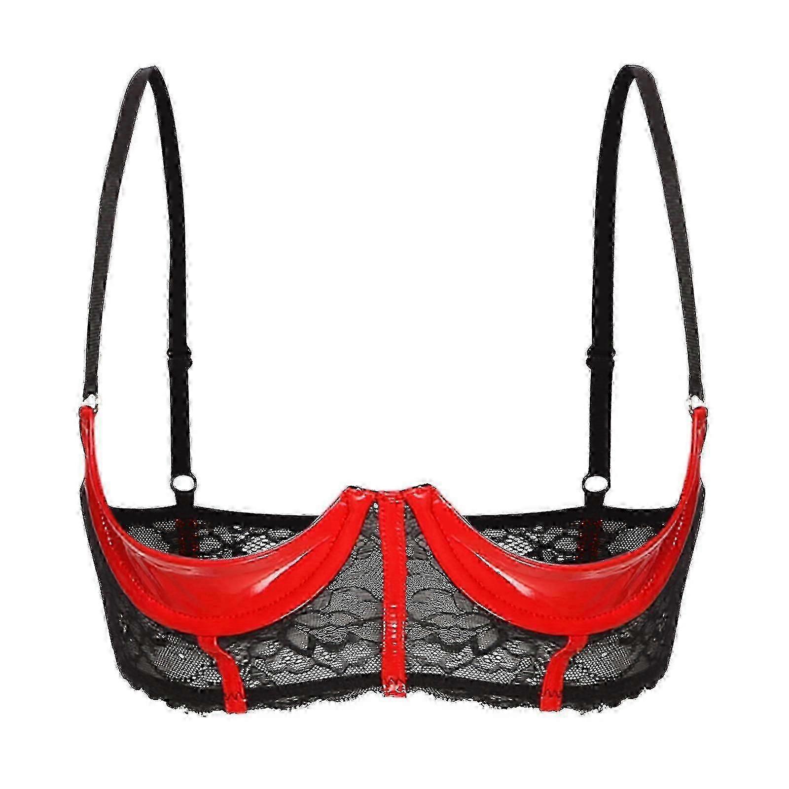 Damunderkläder Öppna bröstbehåar 1/2 kopp Push Up Bygel Spets BH Justerbar rem Svamp Vadderad Bysthållare Underkläder Banmo