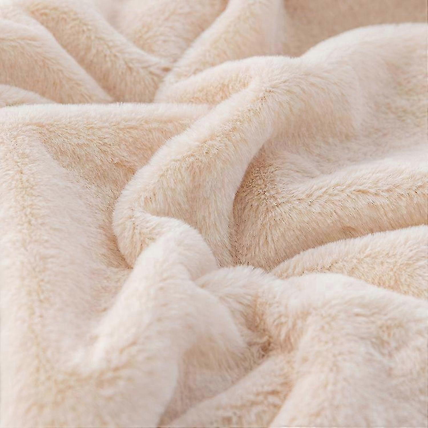 Flauschige und warme Sofadecke, weiche Plüsch-Dekodecke, süße Blasendecke, beige apricot, 70100cm
