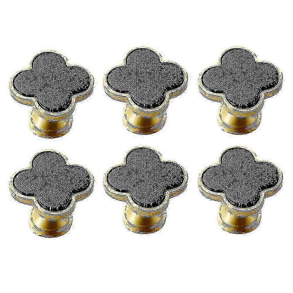 6pcs Clover Knob Creative Cabinet Drawer Knob pour commode (noir)