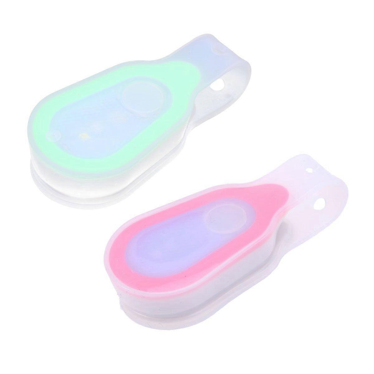 2 Pcs Three Mode LED Safety Light Clip On Silicone Running Lights with Button Battery for Runners Bikes Walking (Random Color)