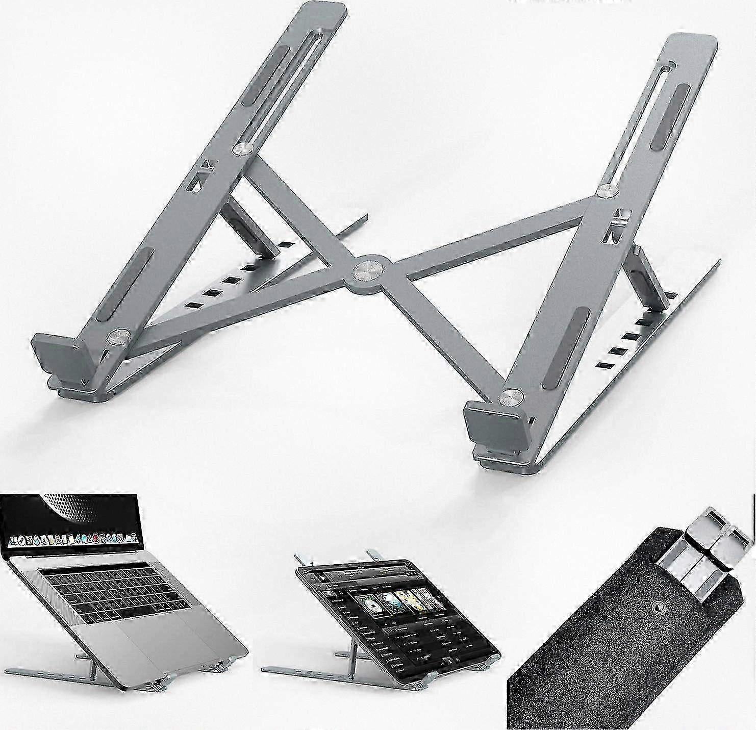 2025 Adjustable Aluminum Laptop Stand with Ventilation, 6 Height Levels, Ergonomic Design in Gray