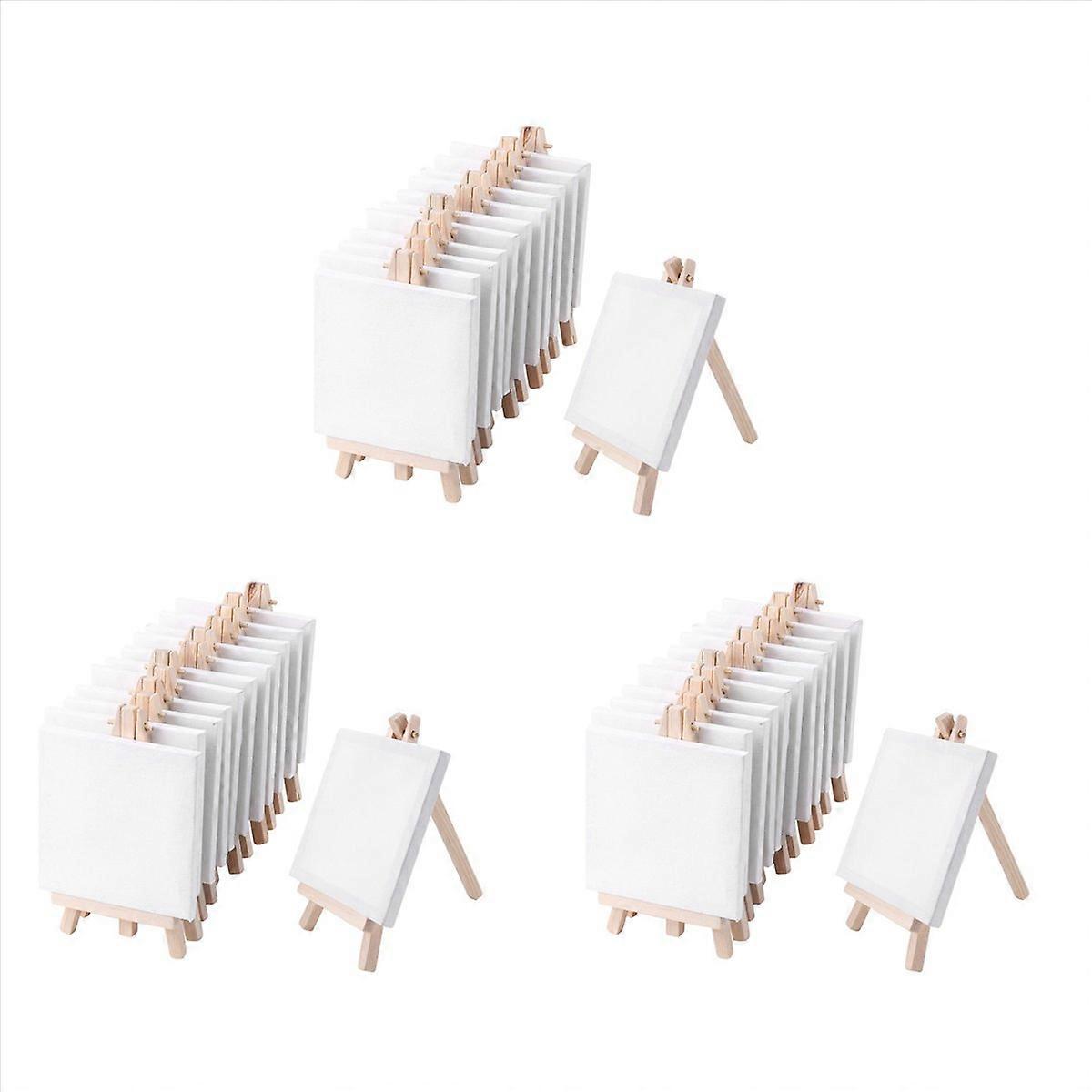4 By 4 Inch Mini Canvas And 8x16cm Mini Wood Easel Set 12 Pack
