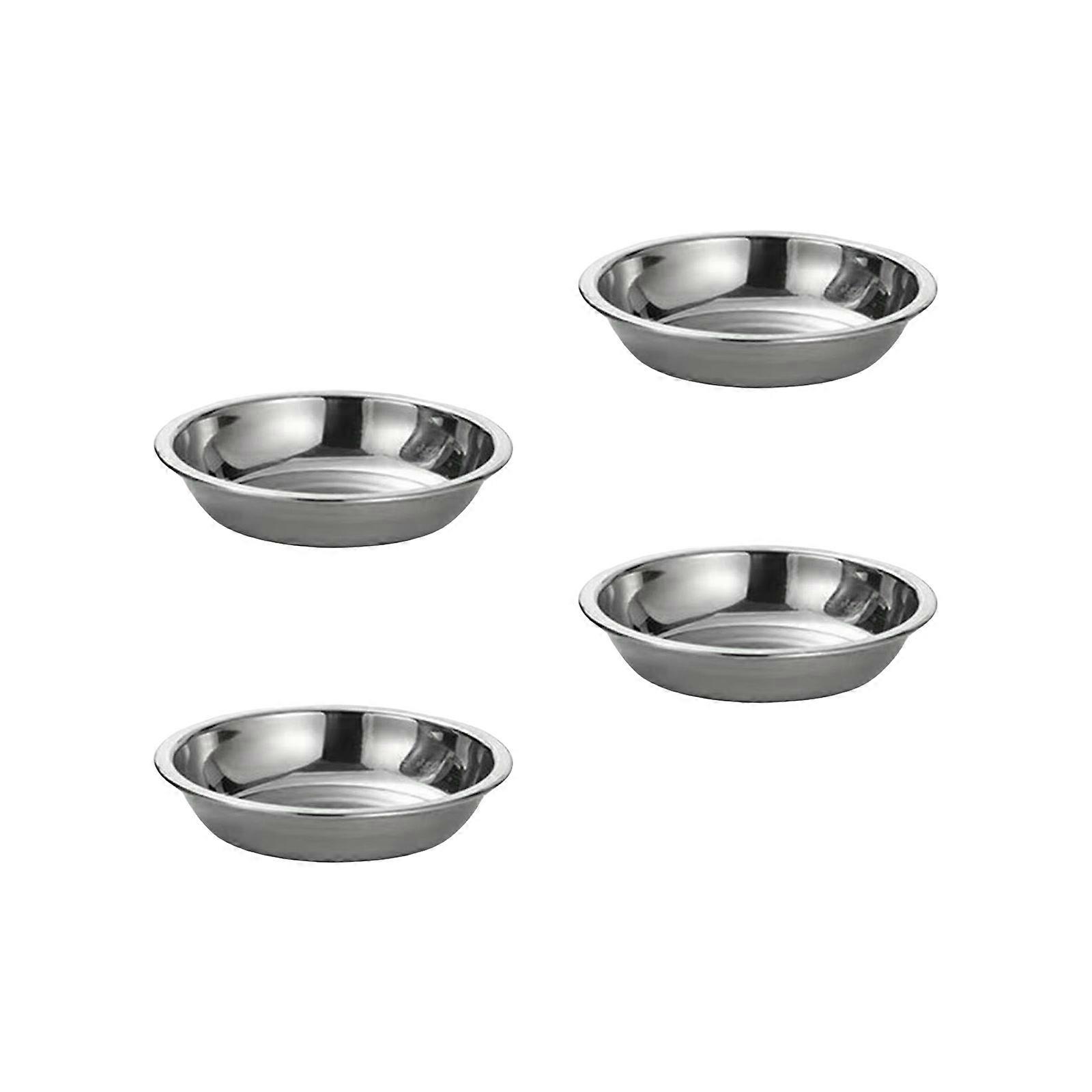 4 stk. tallerkener i rustfritt stål, små sausskåler, krydderbrett, flate serveringsskåler, enkle å bruke, flerfarget