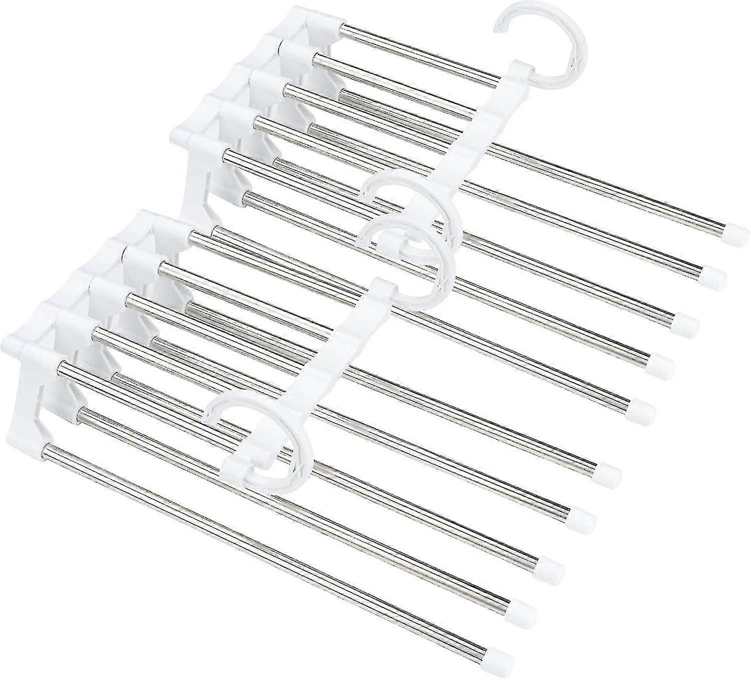 2 Pcs Space-saving Pants Hangers, Magic Pants Rack, Stainless Steel Folding