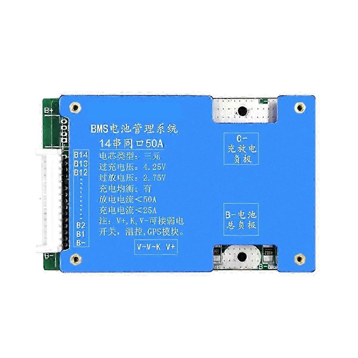 14S 50A Ternary Lithium Battery Protection Board 52V Charge and Discharge with Voltage Balance Bms