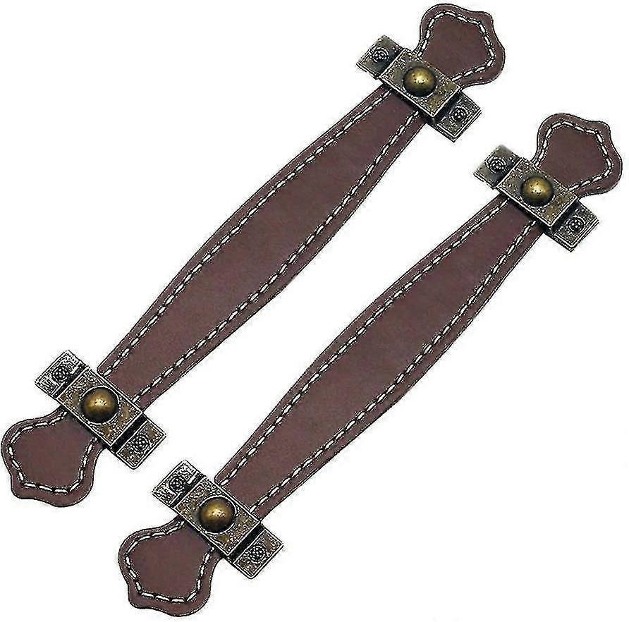 Leather Drawer Pulls Vintage Practical Suitcase Handles Leather Pull Handles2pcs-brown