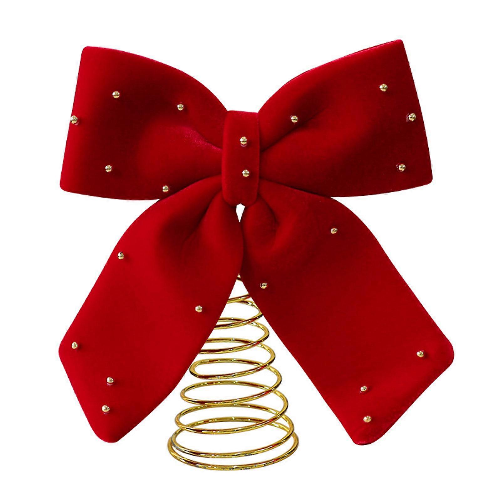 Efficient User Friendly Christmas Tree Toppers Bowknot Crafted From Recycled Metal Durable Fabric Materials Multicolor