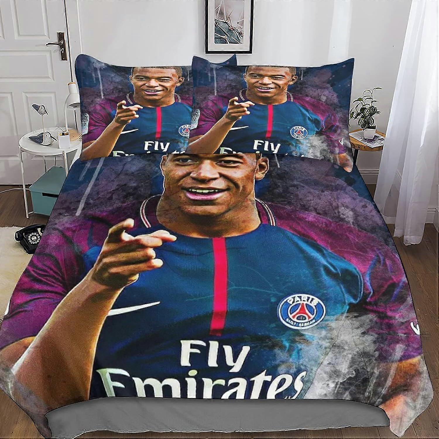 Mbappe الفراش المشطف نجوم كرة القدم غطاء لحاف مع سحاب إغلاق لينة ستوكات لحاف غطاء الأولاد والبنات مزدوجة