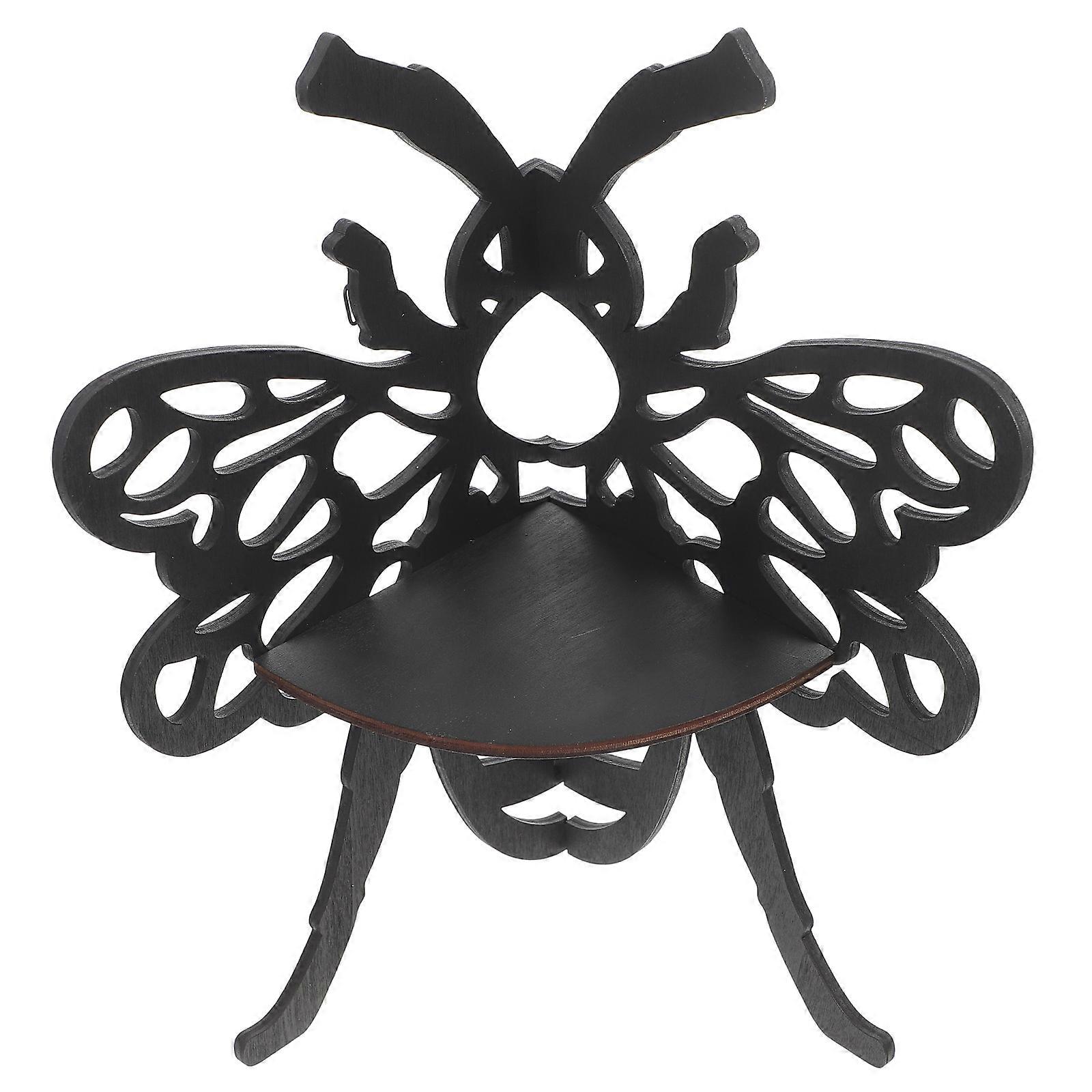 Black Wood Bee Corner Shelf for Storage and Display
