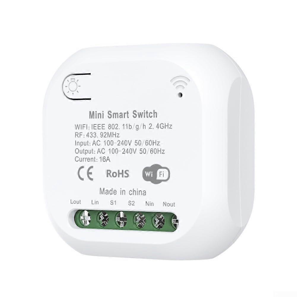 RF433 Switch Wireless Light Switch For Home Automation 100240V 16A Mini Relay TwoWay Compatible PC Material White