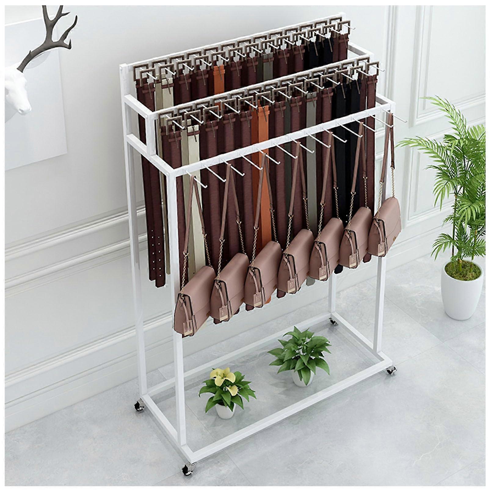 Rotating Belt and Tie Rack Organizer Stand with Adjustable Hooks for Scarves Bags Hats