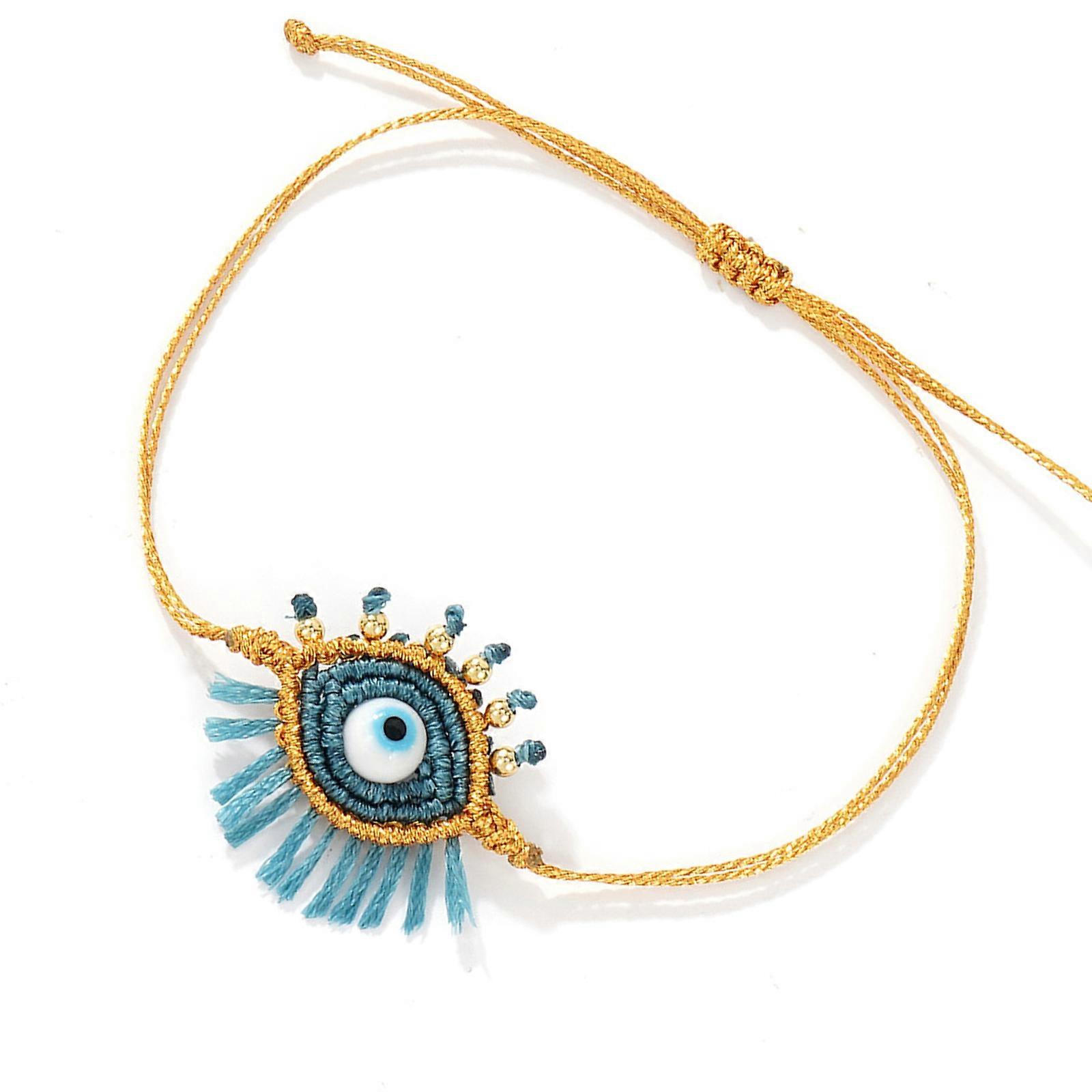 Minimalist Eye Bracelet With Adjustable Chain Secure Closure Handmade Wrist Accessories For Creative Layering Look Multicolor