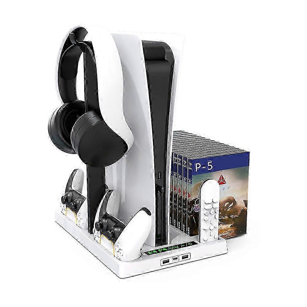 Cooling Base Compatible For Ps5 Game Console Universal Multi-function Charging Dock Headphone Bracket With Disc Storage Rack