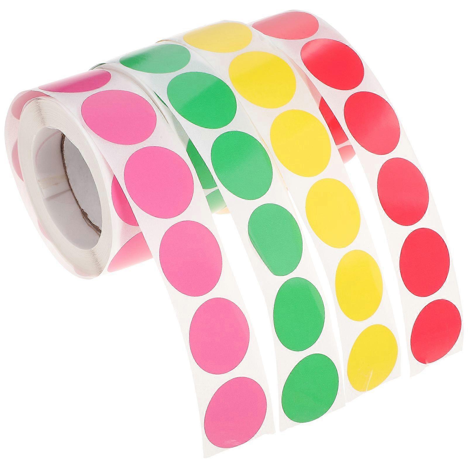 4 Rolls Colorful Coding Label Stickers Adhesive Dot Stickers Solid Colors Round Stickers