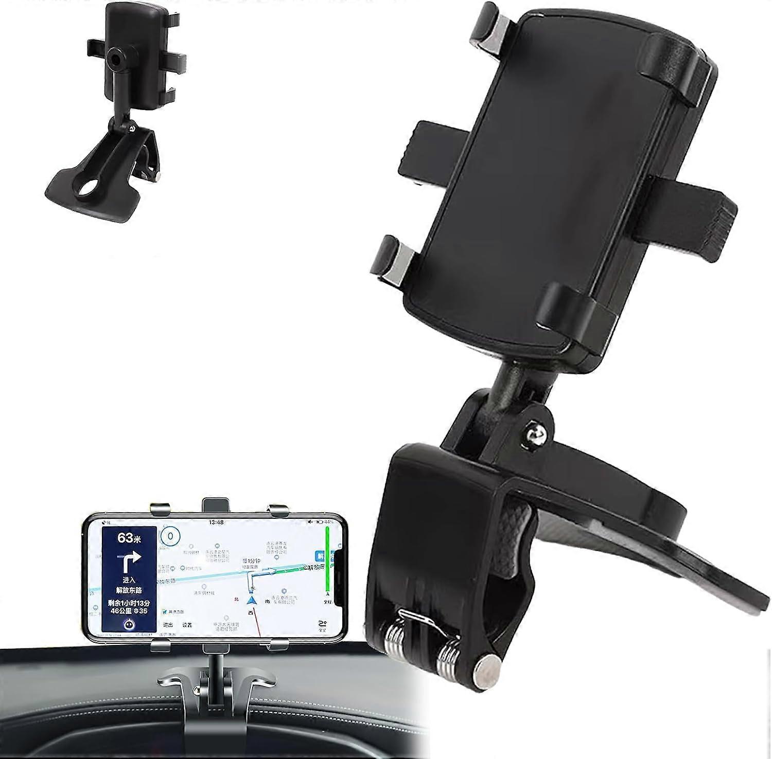 Phone Mount for Car, Multifunctional Dashboard Holder with 360° Rotation, Compatible with 3" to 7" Smartphones, One Hand Operation
