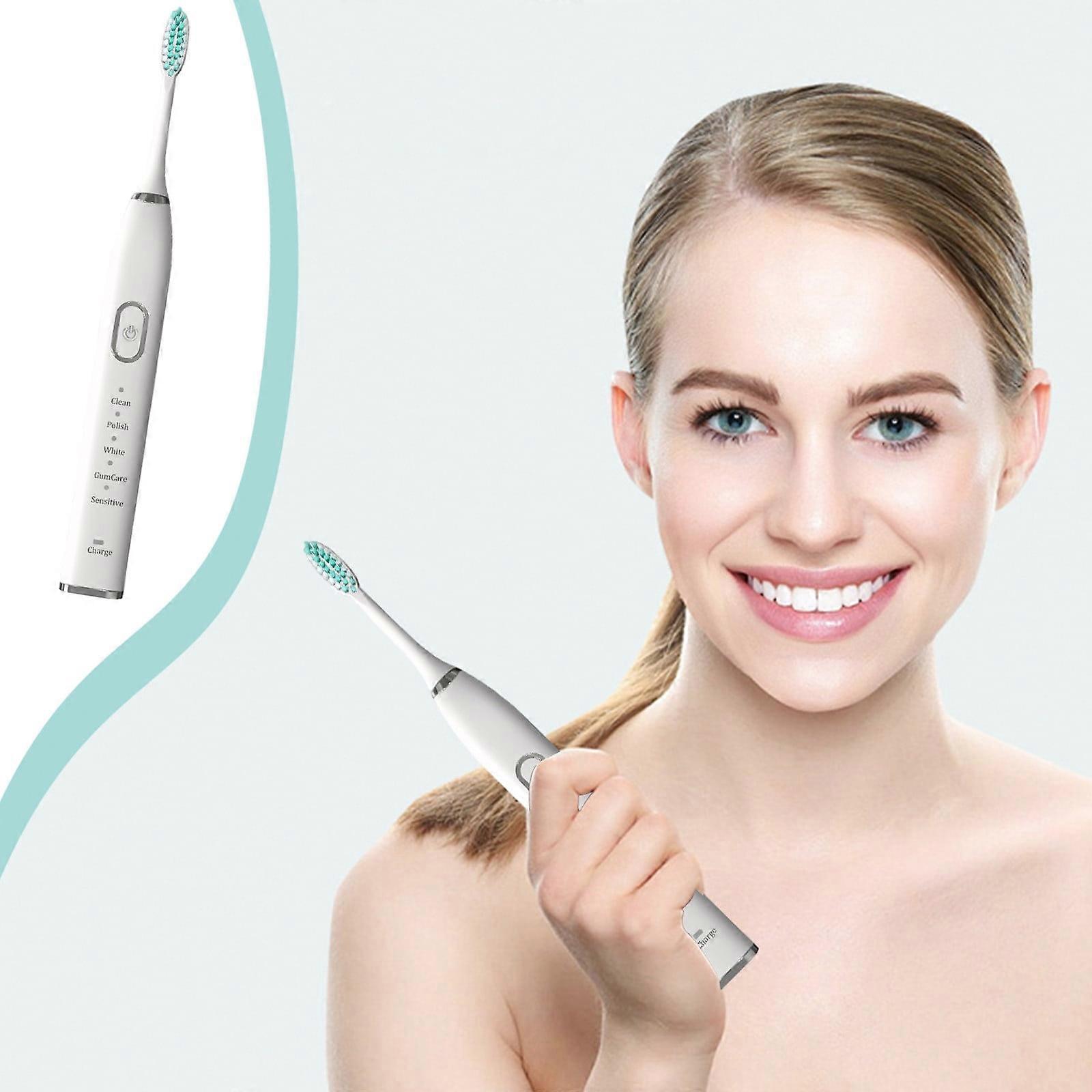 Ympuoqn Electric Toothbrush with 2 Heads, 5 Modes & 2 Min Timer, IPX7, Compatible with Adults and Kids