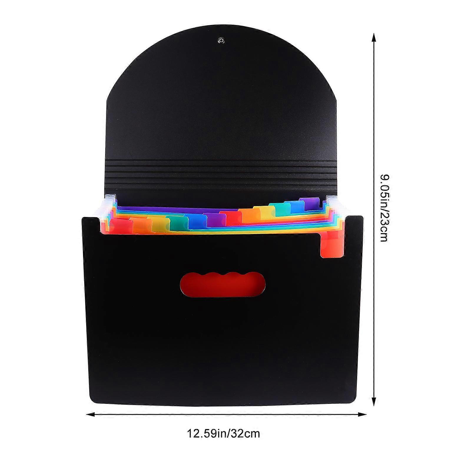 Expanding File Folder Document Storage Bag Office Work Daily Use Black 32X23X2CM 1Pc