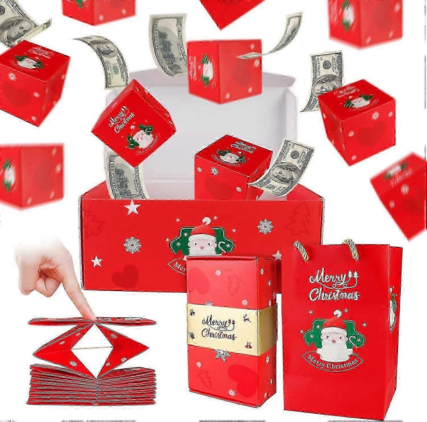 Explosion i överraskningspresentask, hopfällbar studsande överraskningspresentask för pengar, överraskningspresentask med konfetti för födelsedagsårsdag