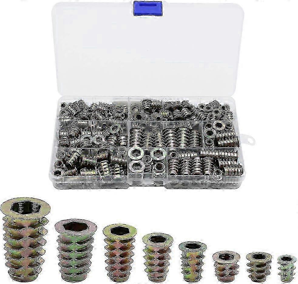 2025 230 Pieces Zinc Alloy Hexagonal Threaded Insert, Nuts Threaded Inserts Insert, Nuts External Thread M4 M5 M6 M8 For Nut Tool Kit